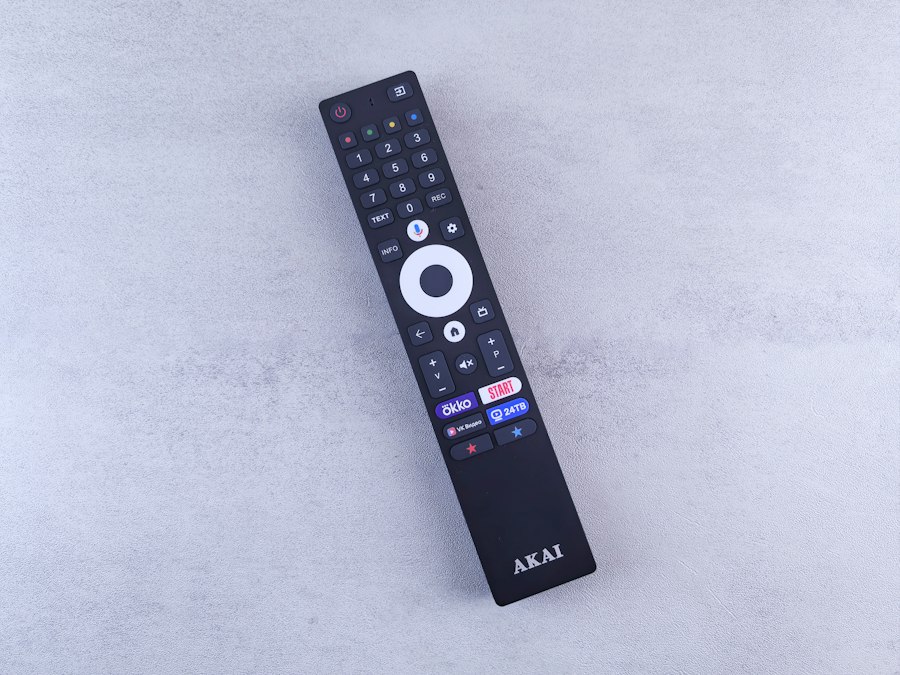 Remote control lying on a white surface