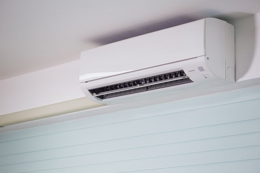 Wall-mounted split AC indoor unit close up
